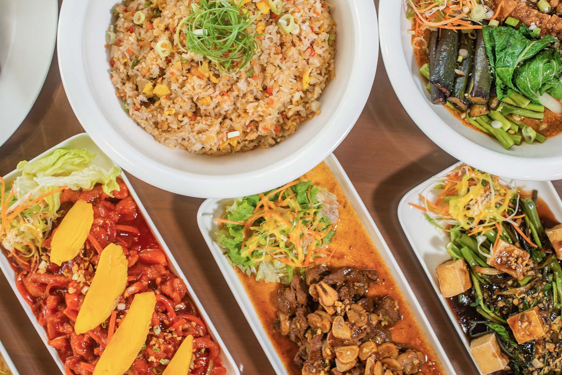 There are many different types of food on the table.