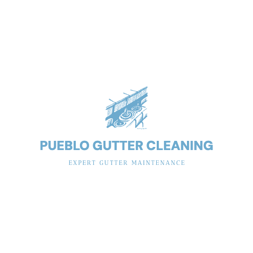 A blue and white Pueblo gutter cleaning website logo.