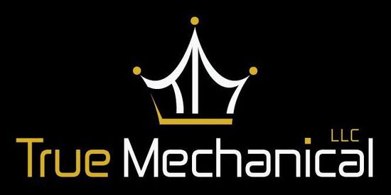 The logo for true mechanical llc has a crown on it.