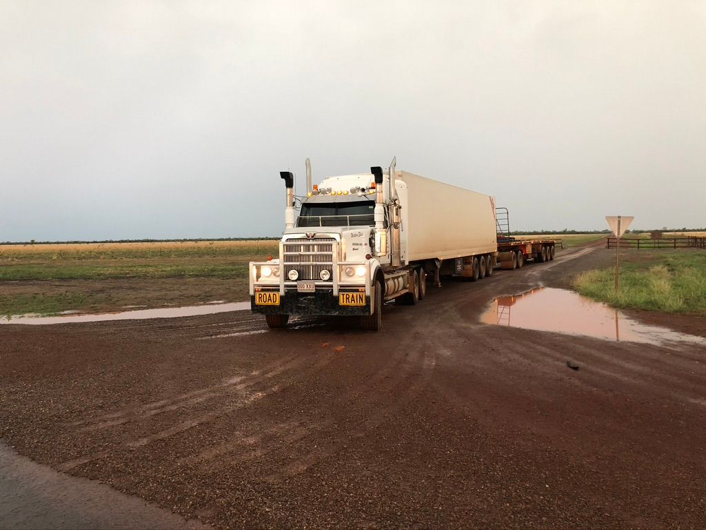 Semi Trucks Parked at Gas Station — Freight Company in Barkly Tableland, QLD