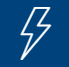A white lightning bolt icon centered on a solid dark blue square background.