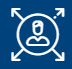 Icon of a person inside a circle with outward-pointing arrows, representing expansion or scaling of human resources.