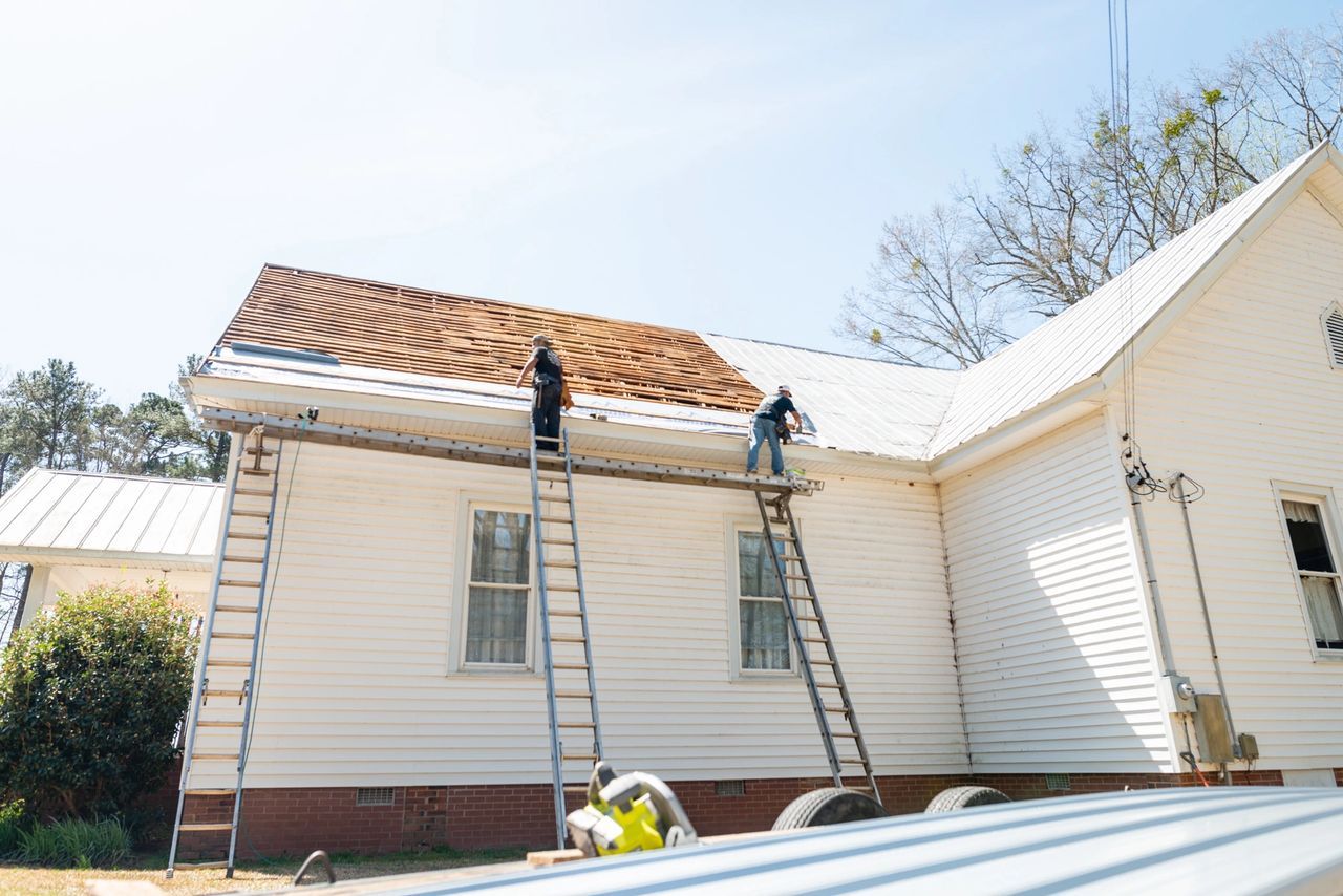 Workers With Two Ladders — Greenwood, SC — Roofing Unlimited & More