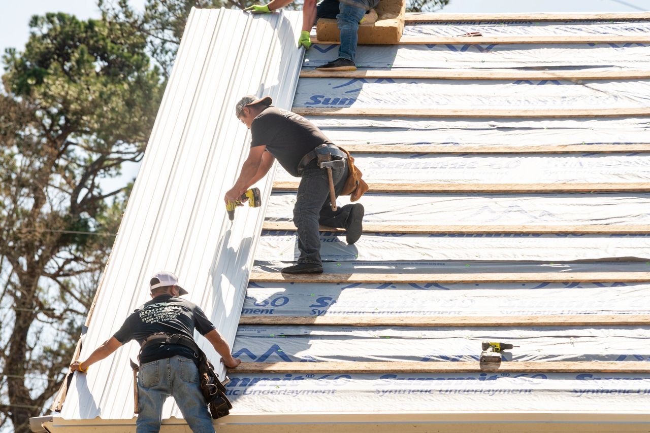 Three Workers Installing Roof — Greenwood, SC — Roofing Unlimited & More