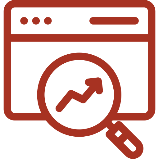 A magnifying glass is looking at a graph on a computer screen.