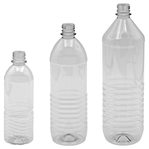 Clear glass jug with handle and white cap.