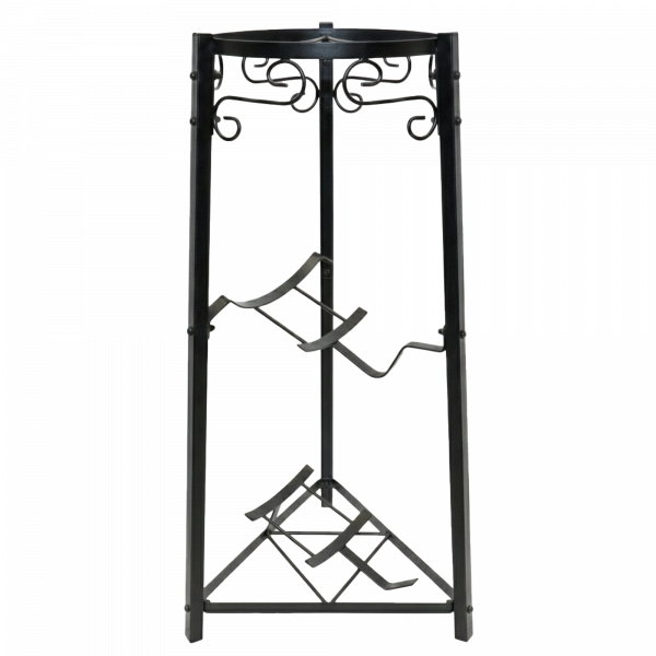 Blue plastic water jug with handle, sealed cap.