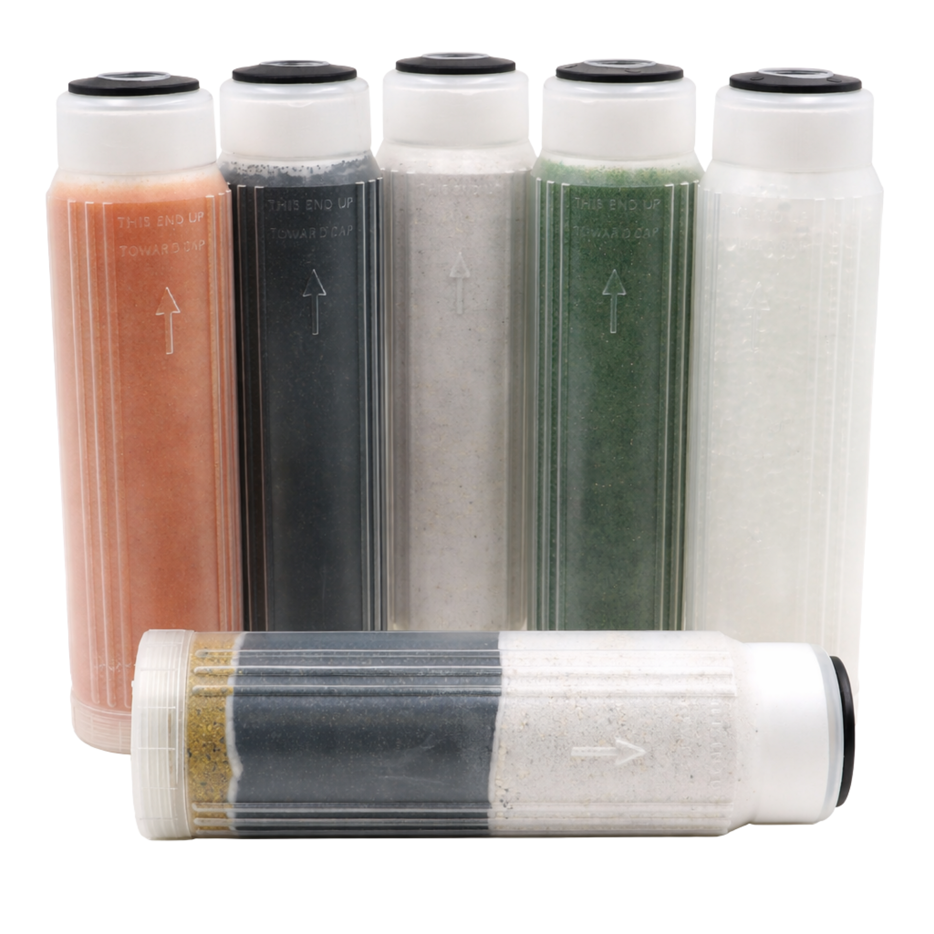 Clear glass jug with handle and white cap.