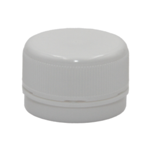 White plastic bottle cap with textured sides.