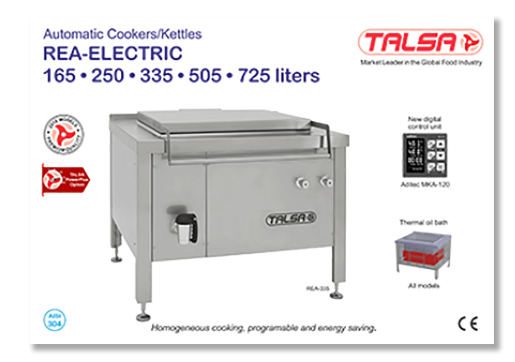 A brochure for automatic cookers and kettles by talsa