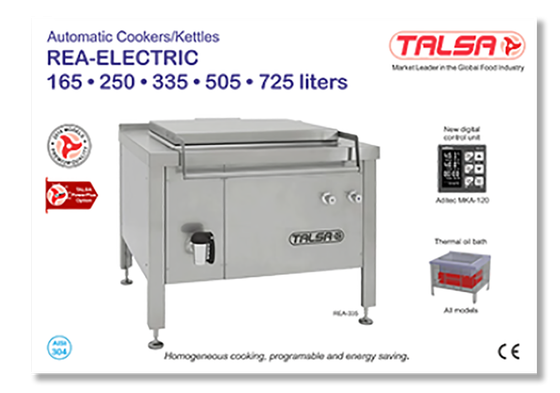 A brochure for automatic cookers and kettles by talsa
