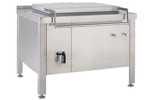 A stainless steel stove with a lid on top of it.