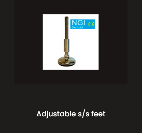 A picture of an adjustable s / s feet on a black background