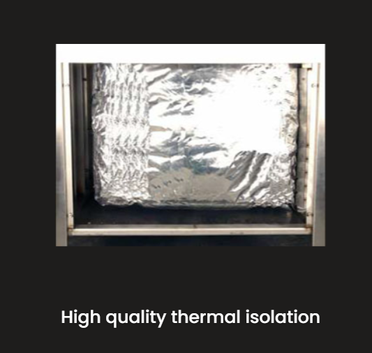 A picture of a box with aluminum foil on it that says high quality thermal isolation