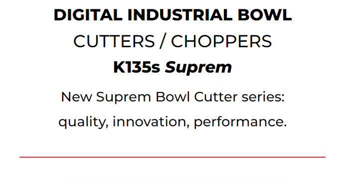 Digital industrial bowl cutters / choppers k135s suprem new supreme bowl cutter series quality innovation performance