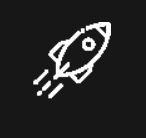 A white rocket is flying through the air on a black background.