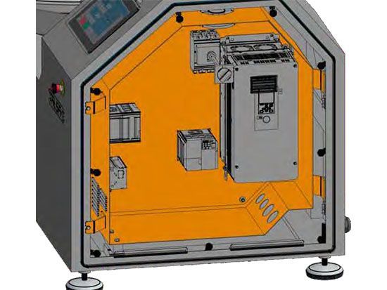 A drawing of a machine showing the inside of it