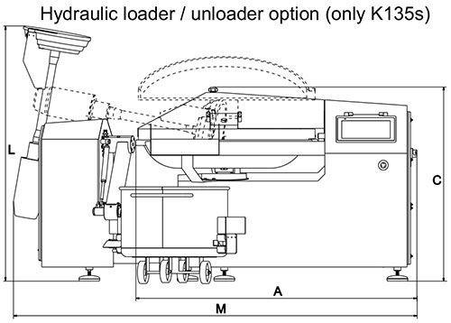 A black and white drawing of a hydraulic loader / unloader option.