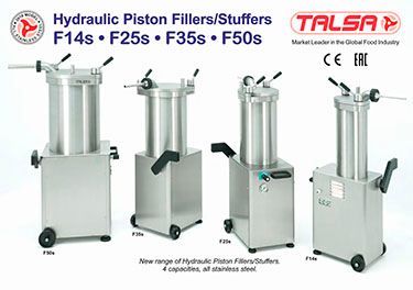 Hydraulic piston fillers / stuffers f14s f25s f35s f50s