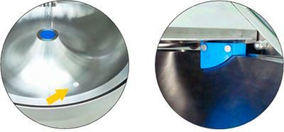 A close up of a stainless steel bowl and a close up of a stainless steel bowl.