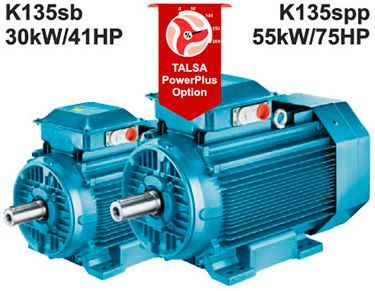 Two blue motors with a red banner that says talsa powerplus option