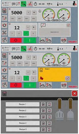 Three screenshots of a computer screen with buttons and gauges