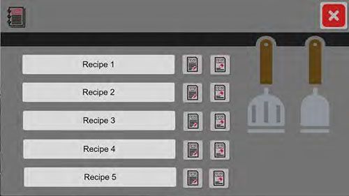 A screenshot of a cooking game with a spatula and fork.