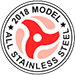 A red and white logo that says `` all stainless steel ''.