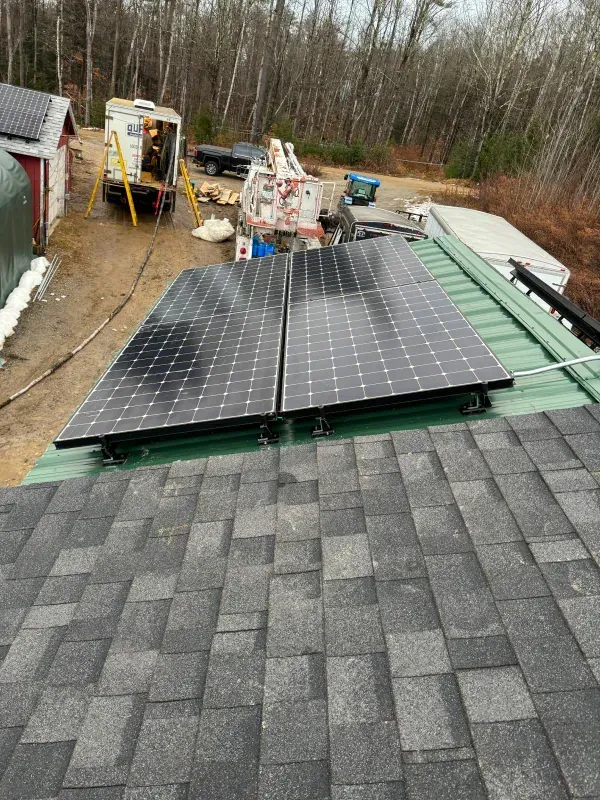 A roof with a lot of solar panels on it