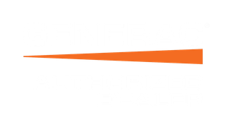 A long orange arrow on a white background.