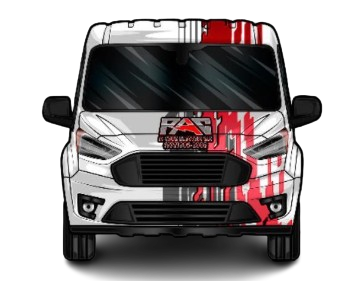 A white van with the word fast on the front