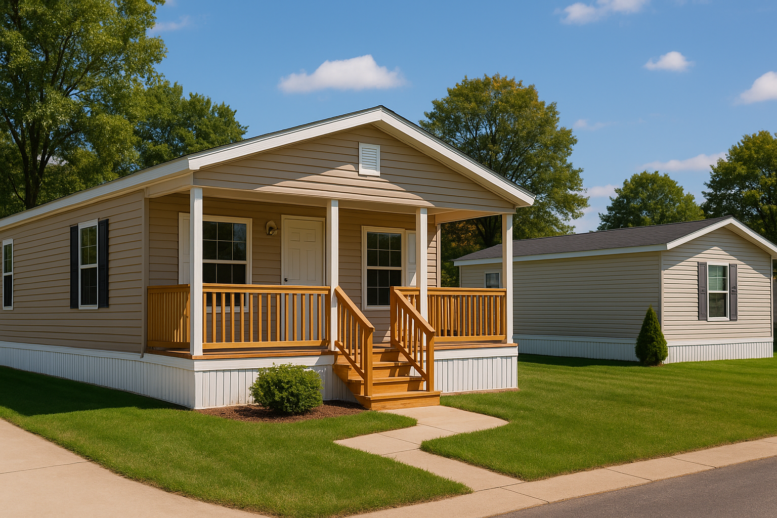 Modern mobile home in Michigan community with affordable housing options.