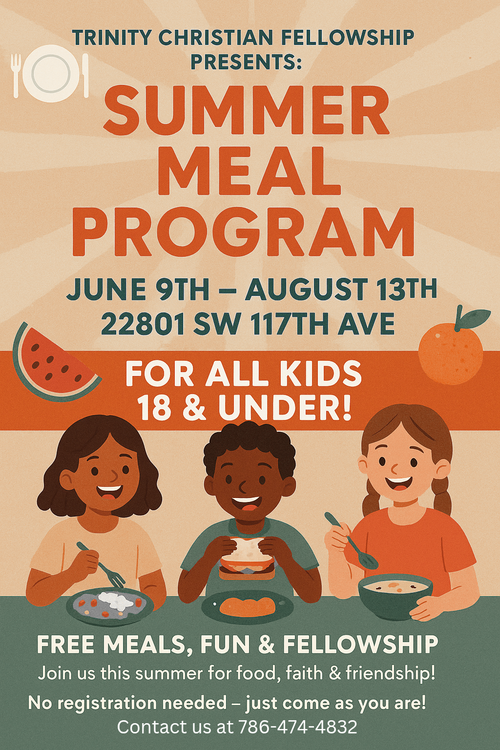 A poster for a summer meal program for all kids 18 & under