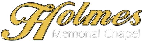 Holmes Memorial Chapel Logo with white text for Memorial Chapel in footer