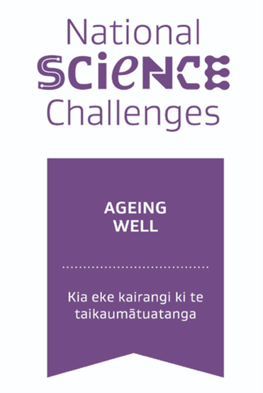A purple banner that says national science challenges ageing well