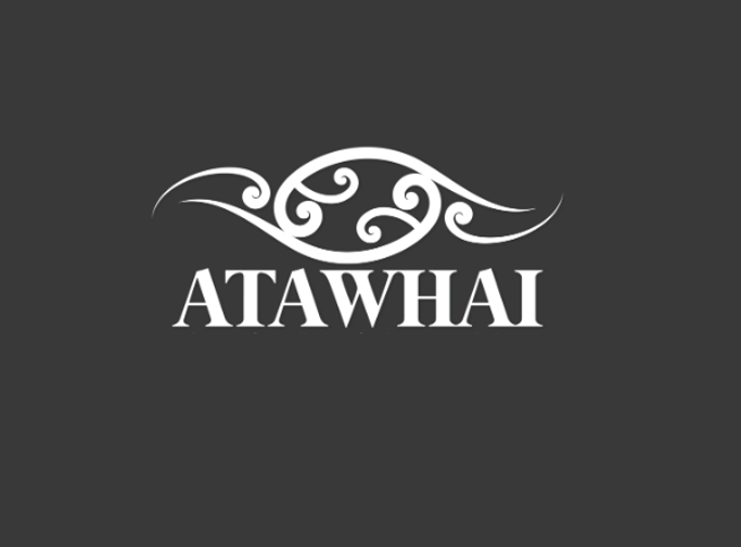 A black and white logo for a company called atawhai