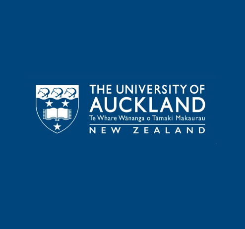 The university of auckland new zealand logo on a blue background