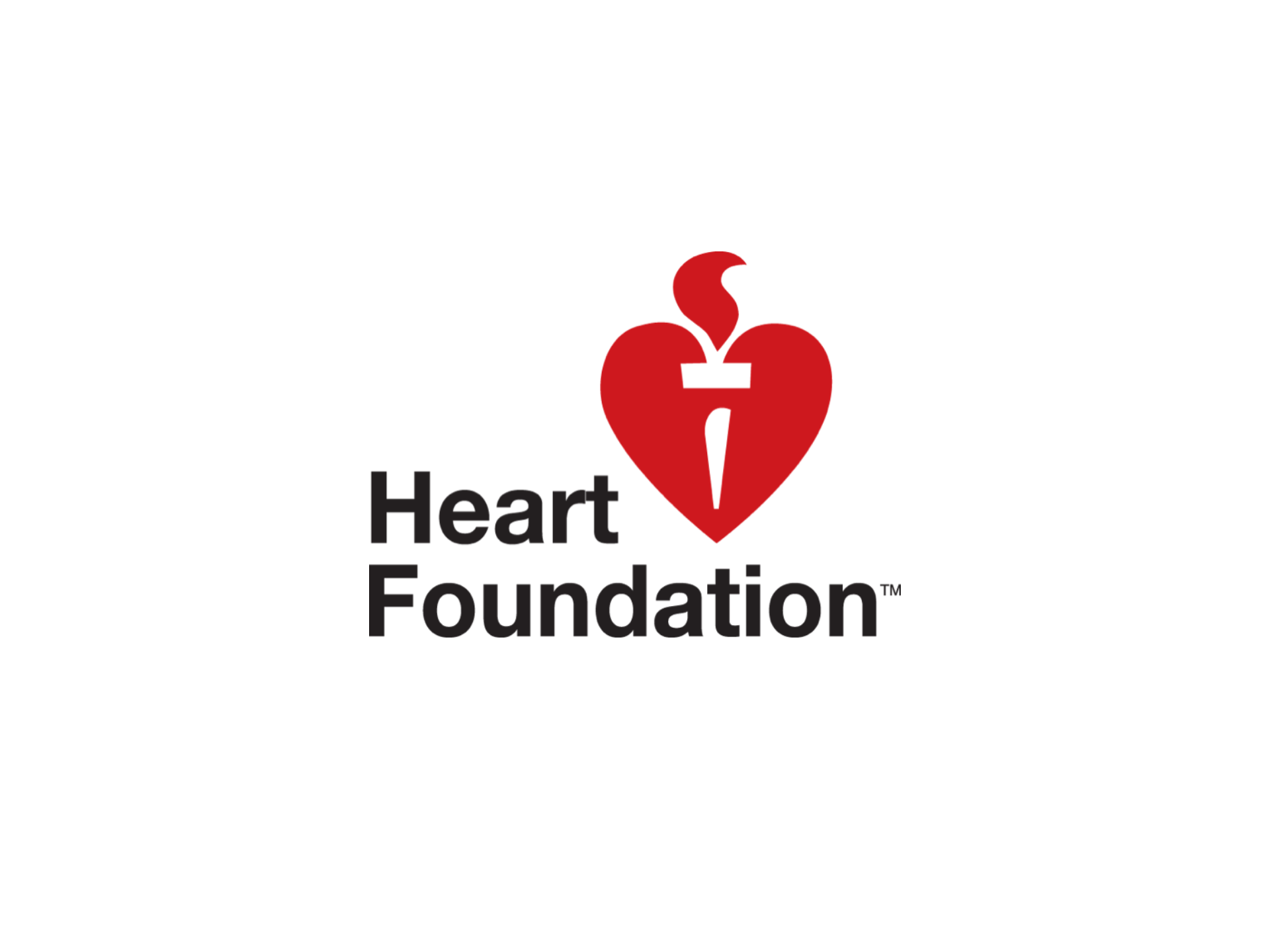 The heart foundation logo is a red heart with a torch inside of it.