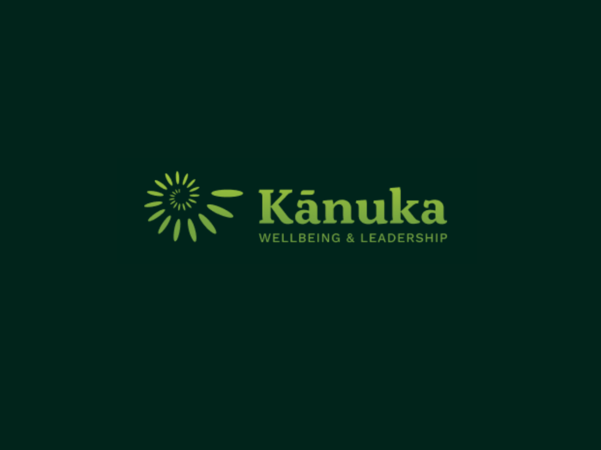 A green logo for kanuka wellbeing and leadership