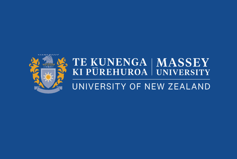 A logo for the university of new zealand on a blue background