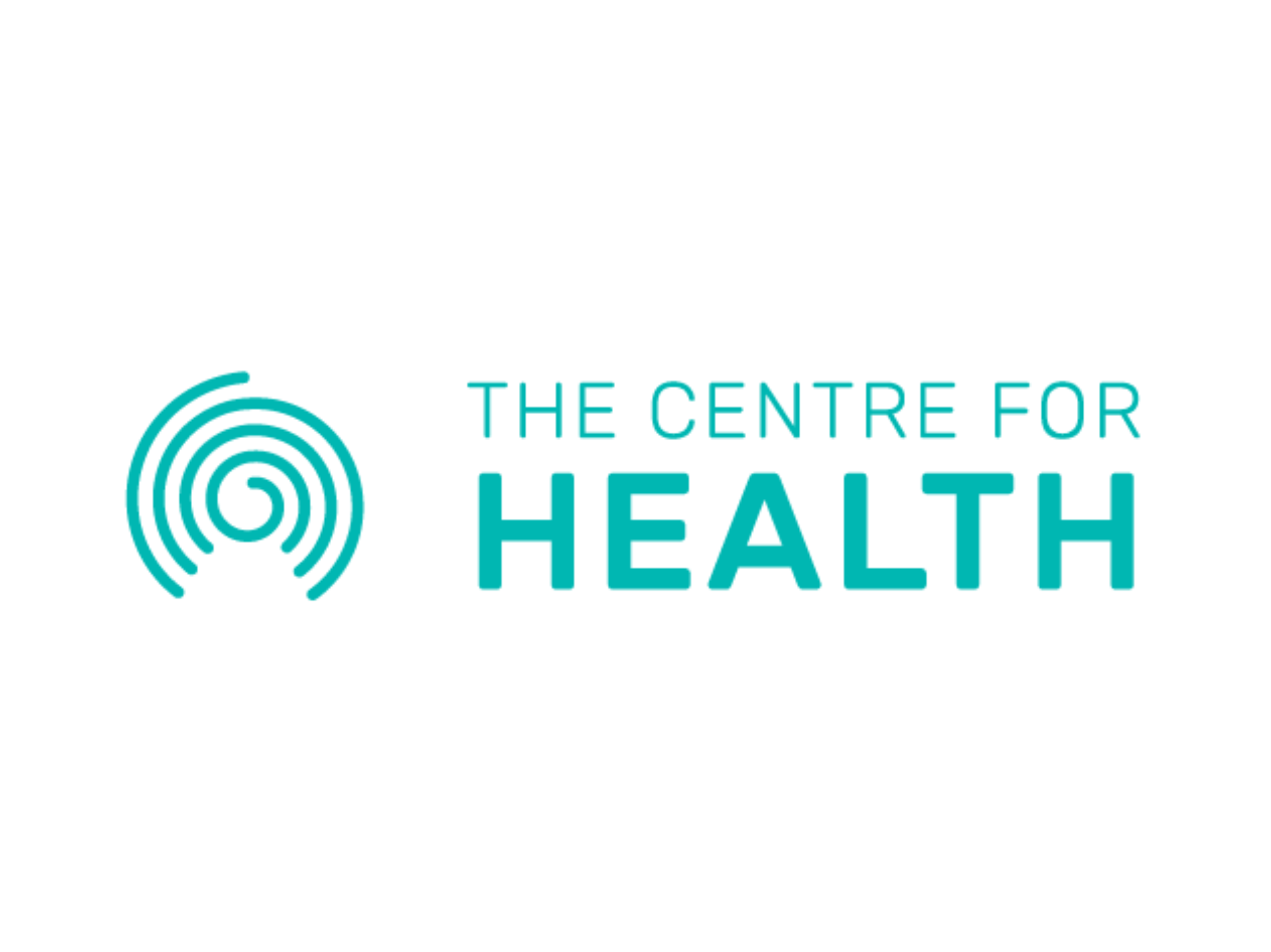 A logo for the centre for health with a swirl in the middle.