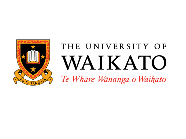 The logo for the university of waikato is shown on a white background