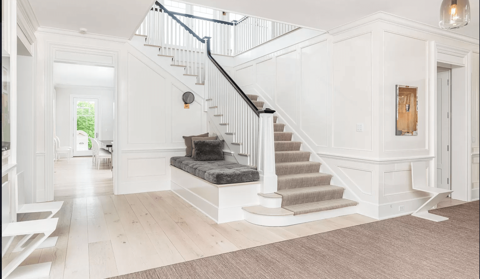 There is a staircase in the middle of the room.