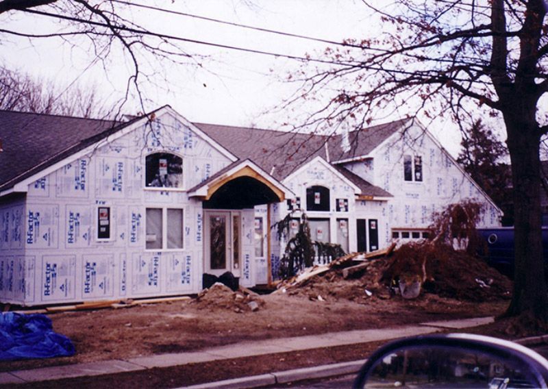 A house that is being built with a lot of styrofoam on it