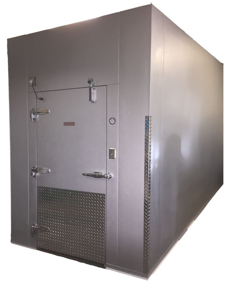 A large room with a door that has a lock on it