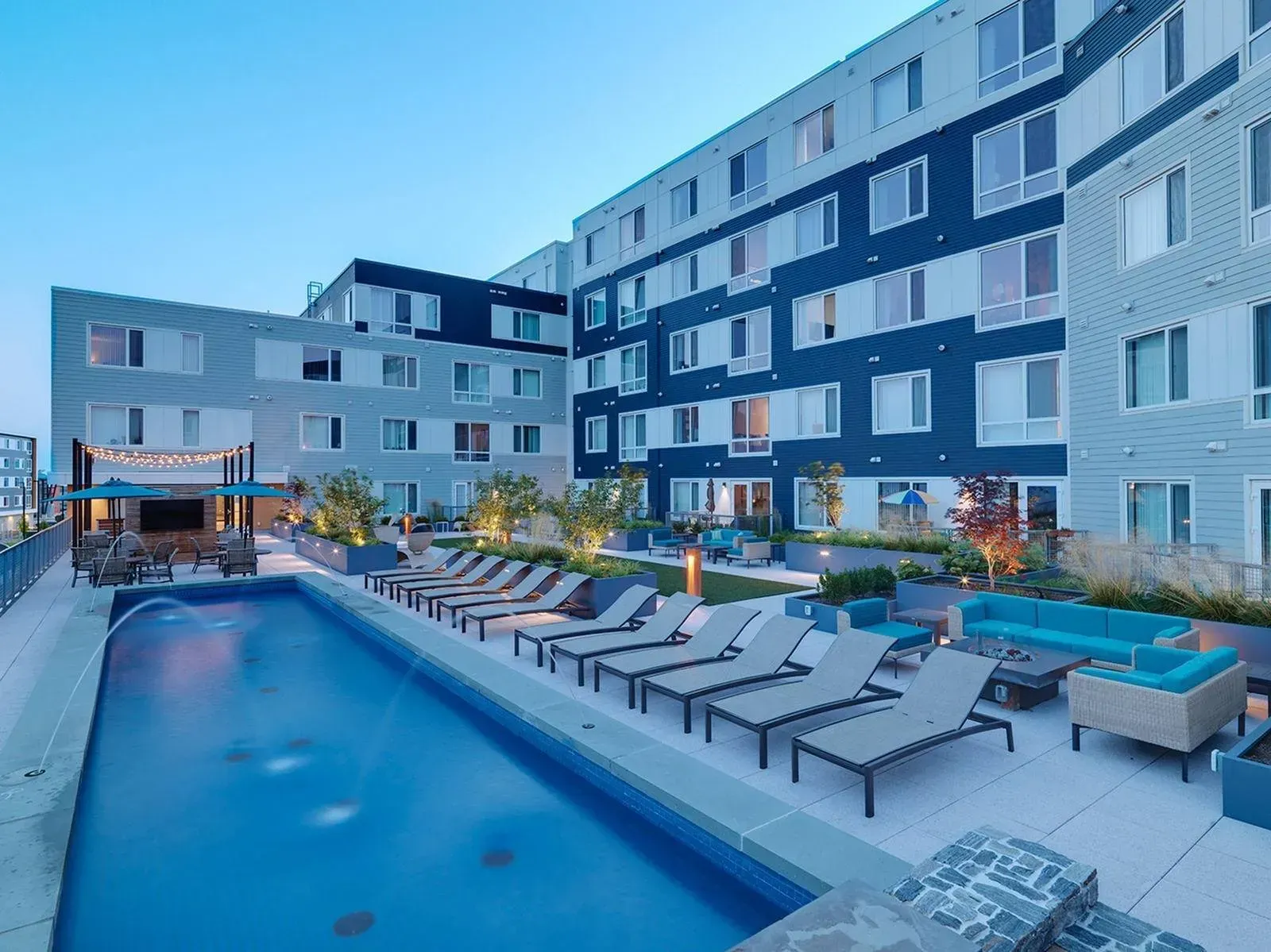 Breakwater North Harbor beautiful outdoor pool with poolside lounge.