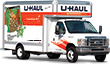 A white U-Haul 15"  truck is parked on a white background.