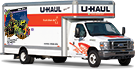 A white and orange U -Haul  20" truck is parked on a white background.