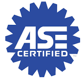 Blue and white ASE Certified  