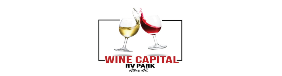 Wine Capital logo with a wine glass, red ribbon, and black text on a white background
